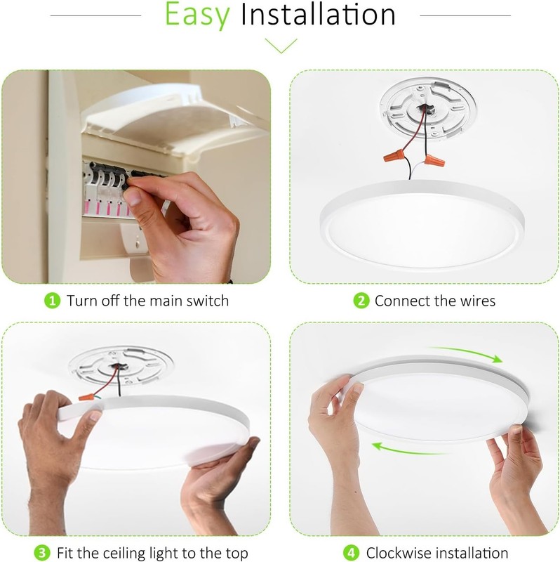 2Pack LED Flush Mount Ceiling Light 24W Ultra Thin Round White 3000k 4000k 6500k gallery