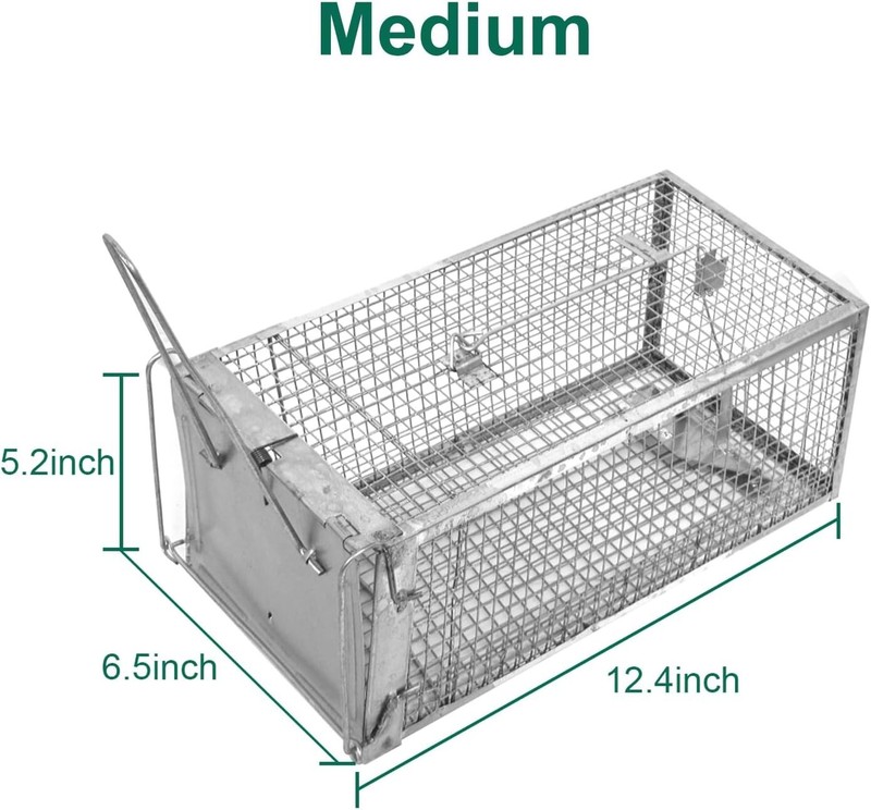 2 PACK Medium Humane Rat Cage Trap Easy Catch and Release Live Animal Trap Metal gallery