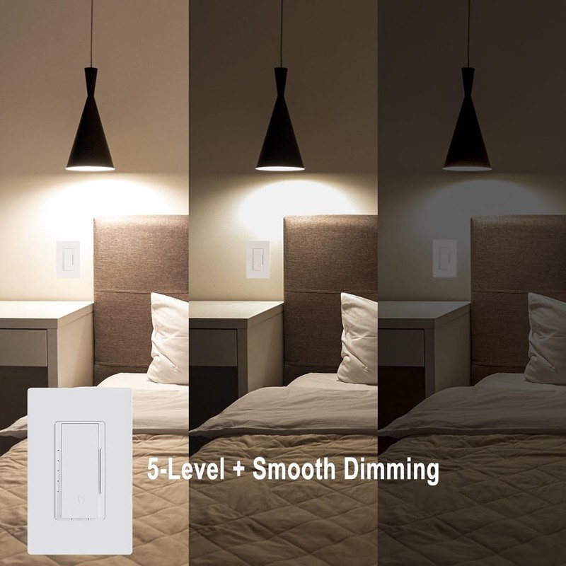 6 Pack Digital Dimmer Light Switch Single Pole/3-Way LED Dimmer ETL Listed White gallery