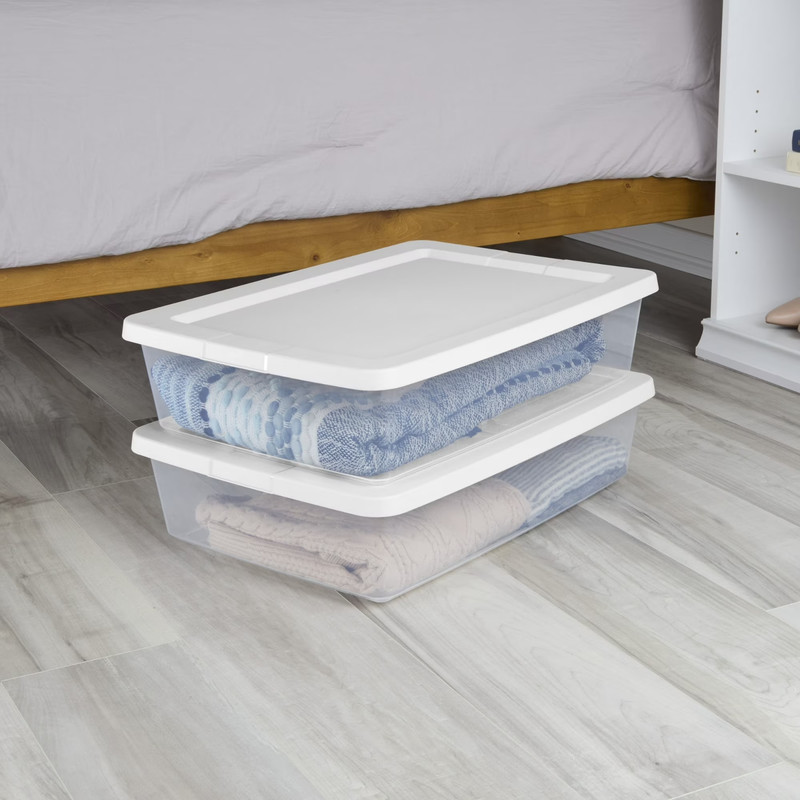 (2 pack) Sterilite 28 Quart Small Storage Bin, Clear Plastic Storage Container w gallery