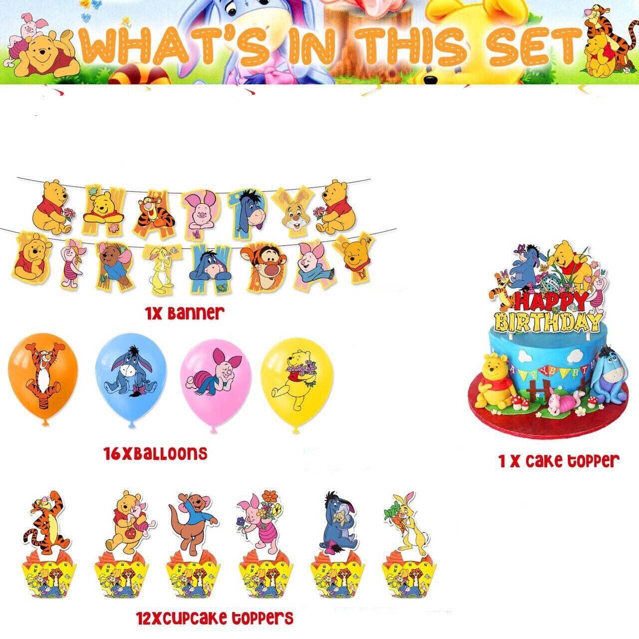 Animation Winnie The Pooh & Pals Theme Birthday Party Decorate Supplies Set gallery