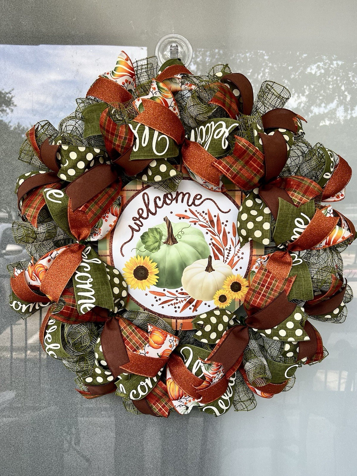Moss Green And Brown Fall Welcome Wreath, 25” Diameter gallery