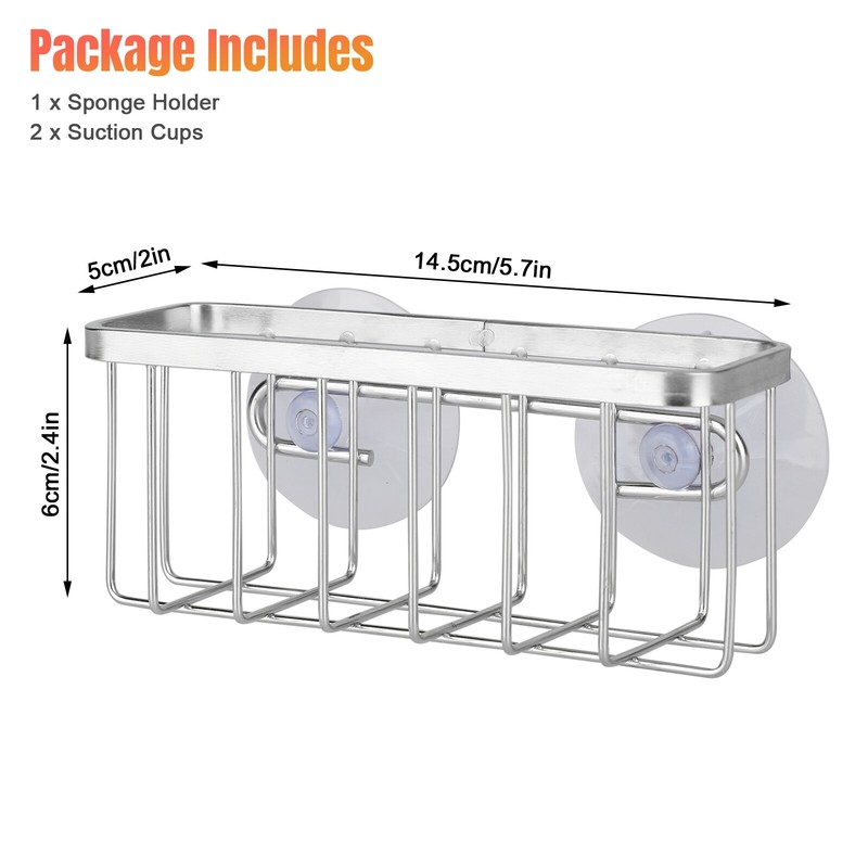 Sponge Holder Suction Cups Kitchen Sink Drain Rack Soap Storage Shelf Organizer gallery