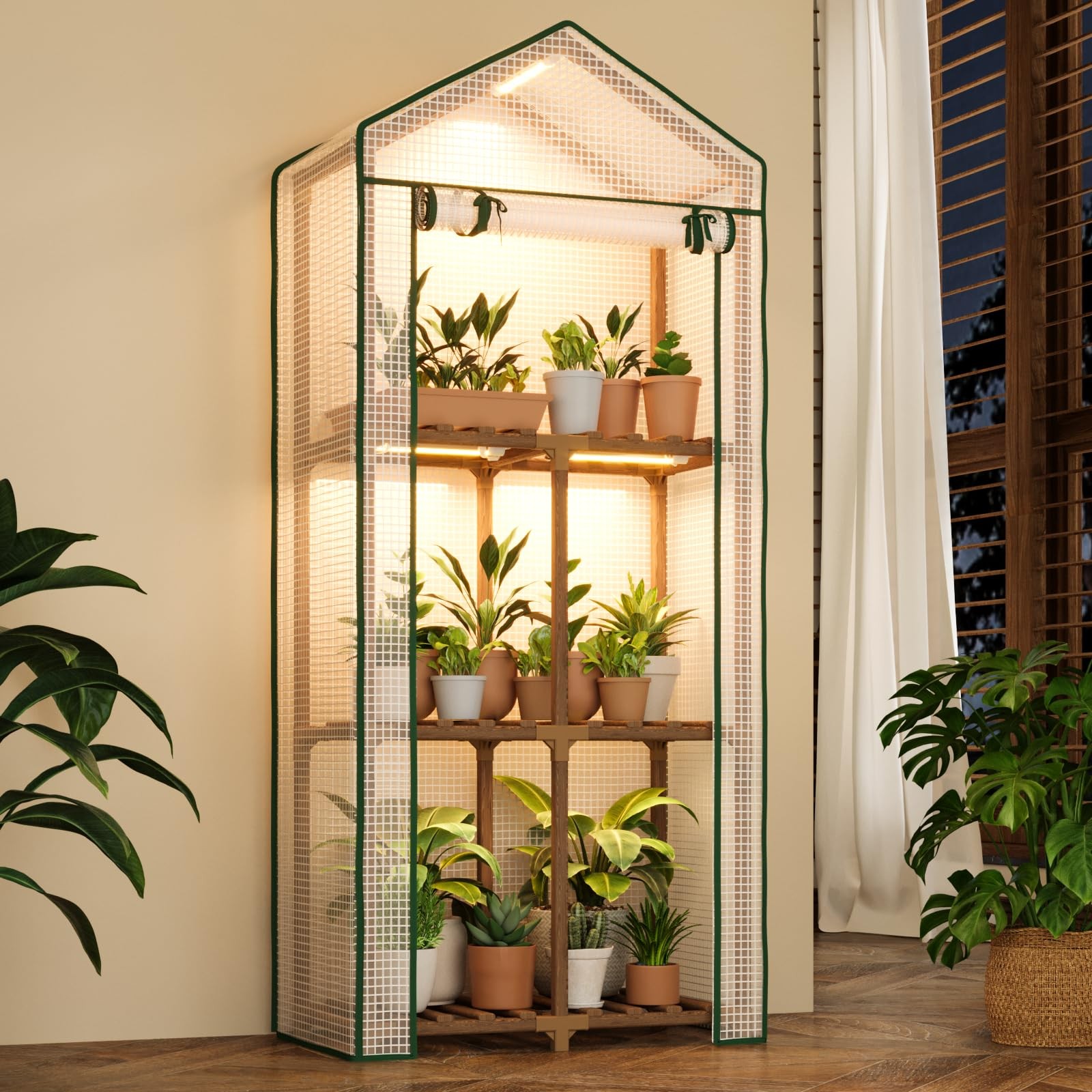 Mini Greenhouse with Grow Light 3Tier Plant Stand for Outdoor Pots gallery