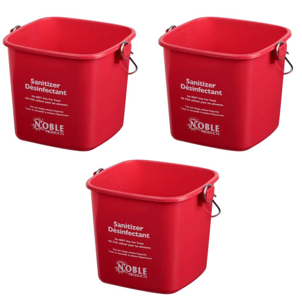 Small Red Sanitizing Bucket - 3 Quart Cleaning Pail - Set of 3 Square Containers gallery