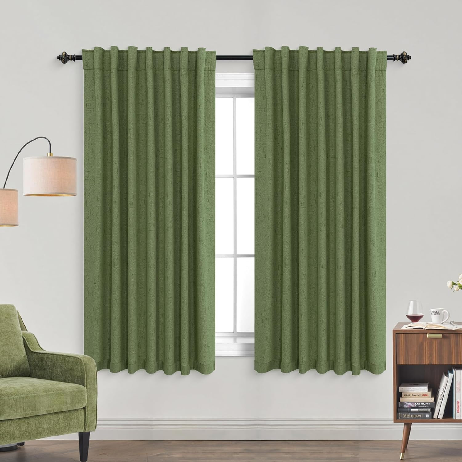 Bathroom Window Curtains, Boho Vintage Retro Decor Short Linen Blackout Curtains gallery