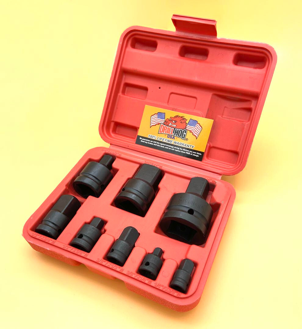 Drill Hog® Impact Socket Adapter Set Impact Reducer 8 Pc Set Lifetime Warranty gallery