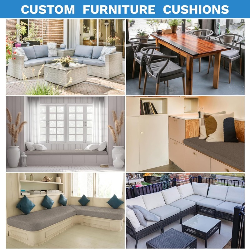 Colourtree Custom Size 2" Thick Bench Cushion Window Seat Cushion Indoor Outdoor gallery