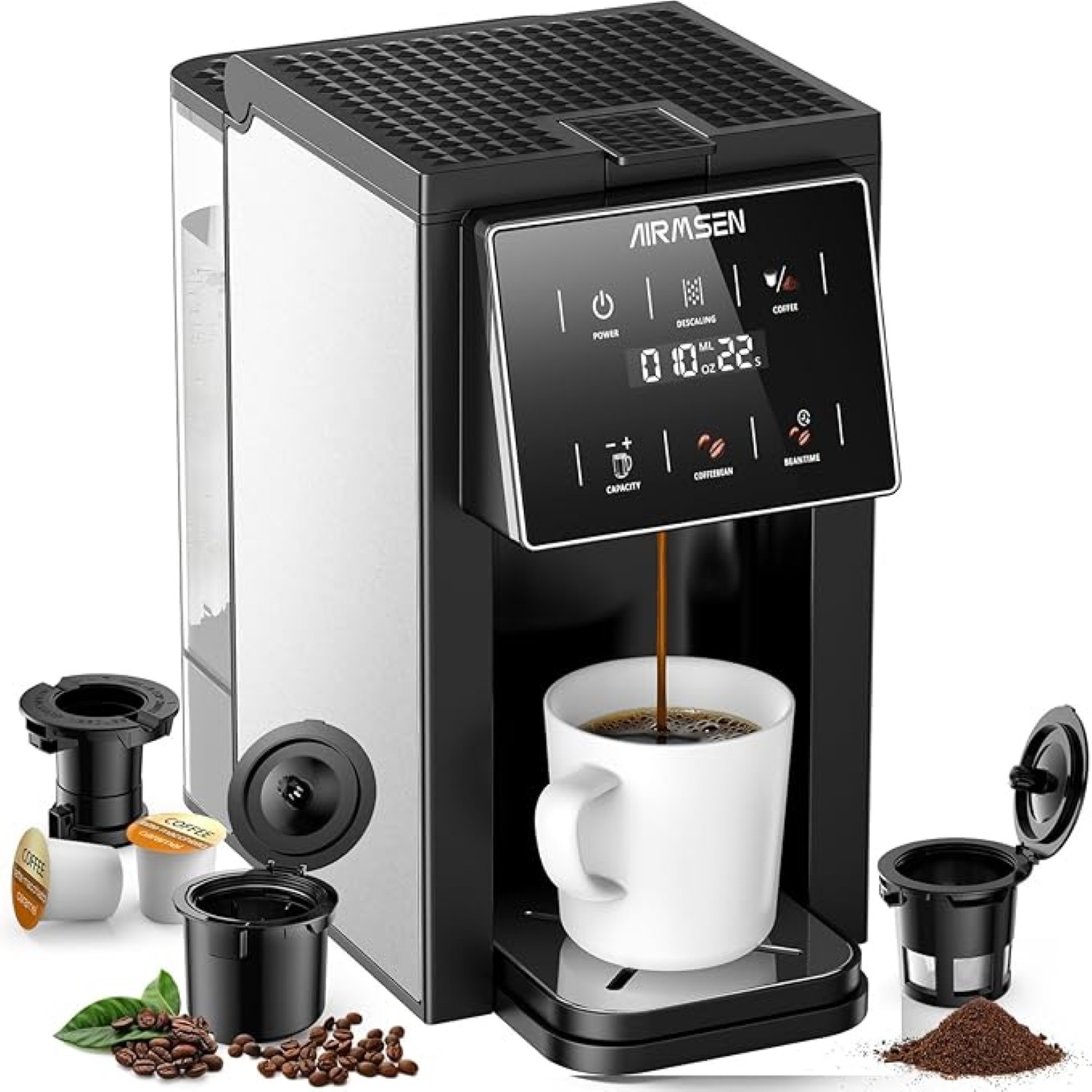AIRMSEN CGM511 Grind & Brew Coffee Maker with Built-in Grinder, Black gallery