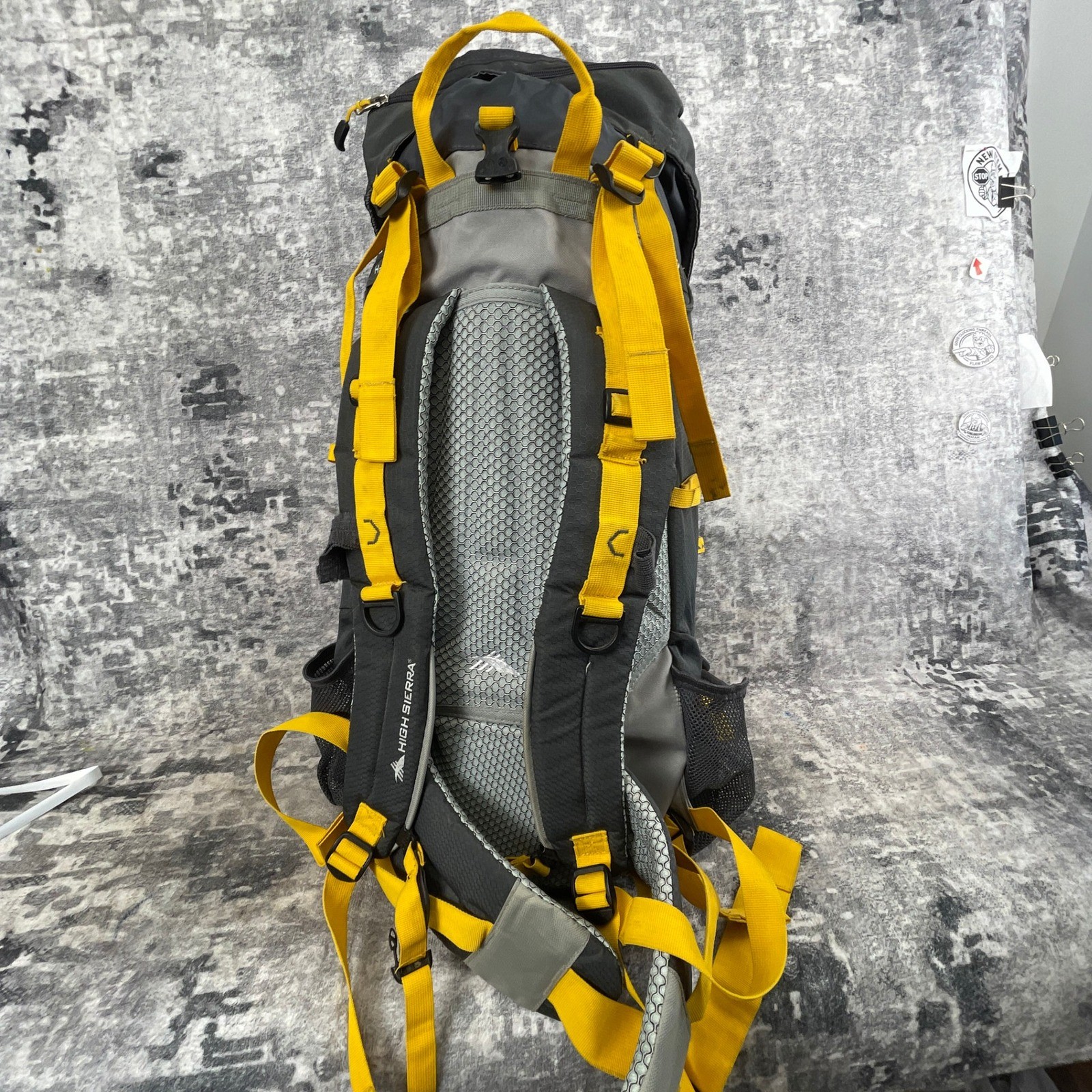 High Sierra 45L Summit Backpack Grey Yellow Hiking Internal Frame Pack 2