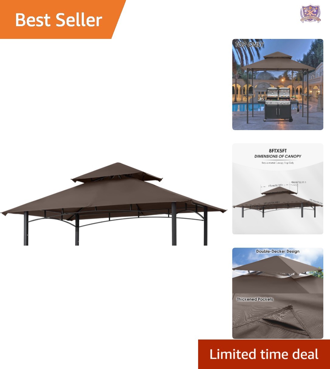 Replacement Canopy Top for Grill Gazebo Alloy Steel Polyester Water Resistant gallery
