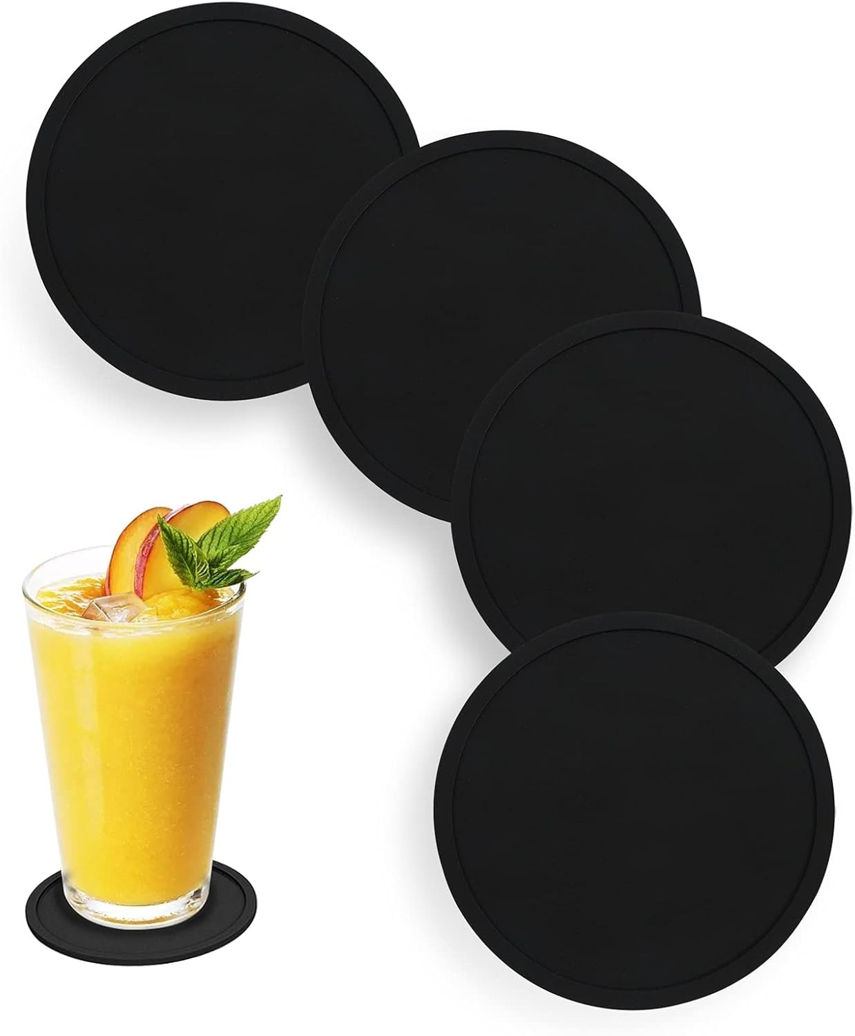 Anti-Slip Reusable Drink Coasters Set - Non Slip Silicone Coasters Protect Desk gallery