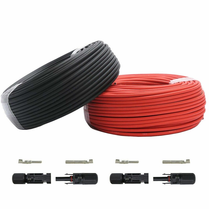 Solar Panel Cable Wire Pair Black + Red Fits MC4 Connectors 8 / 10 / 12 / 14 AWG gallery