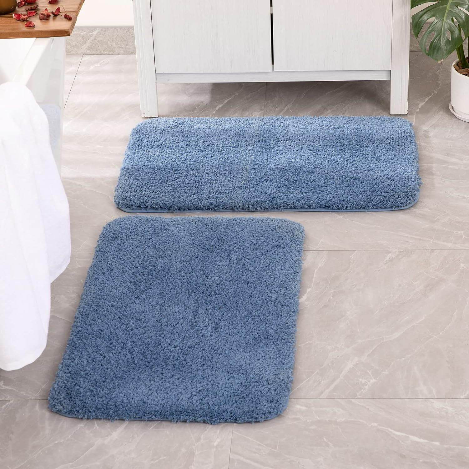MIULEE Blue Bathroom Rugs Set 2 Piece, Small Soft Absorbent Microfiber Bath Mat gallery