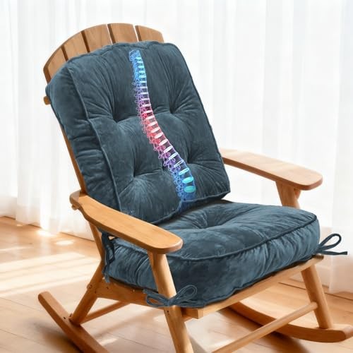Rocking Chair Cushion, High-Density Sponge,Memory Foam Non Slip,FadeShield Blue gallery