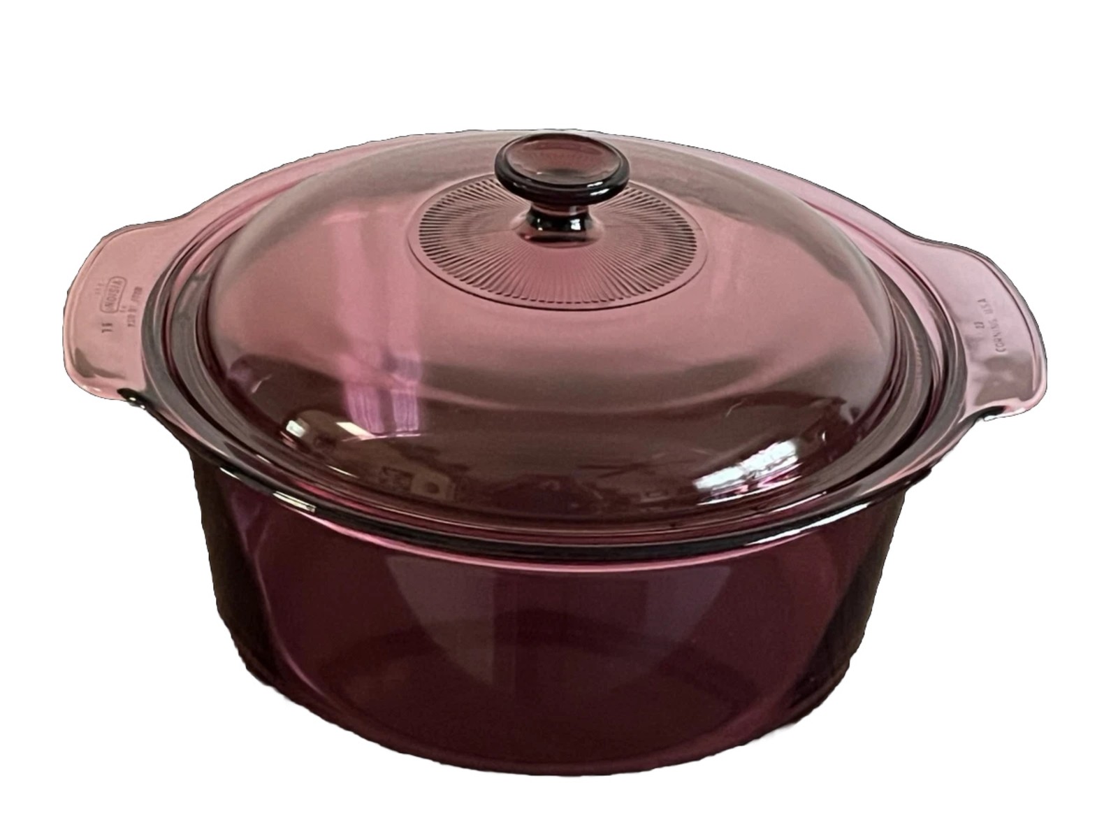EUC ~ VISIONS Corning Ware ~Cranberry 5L Dutch Oven Stock Pot with Lid gallery