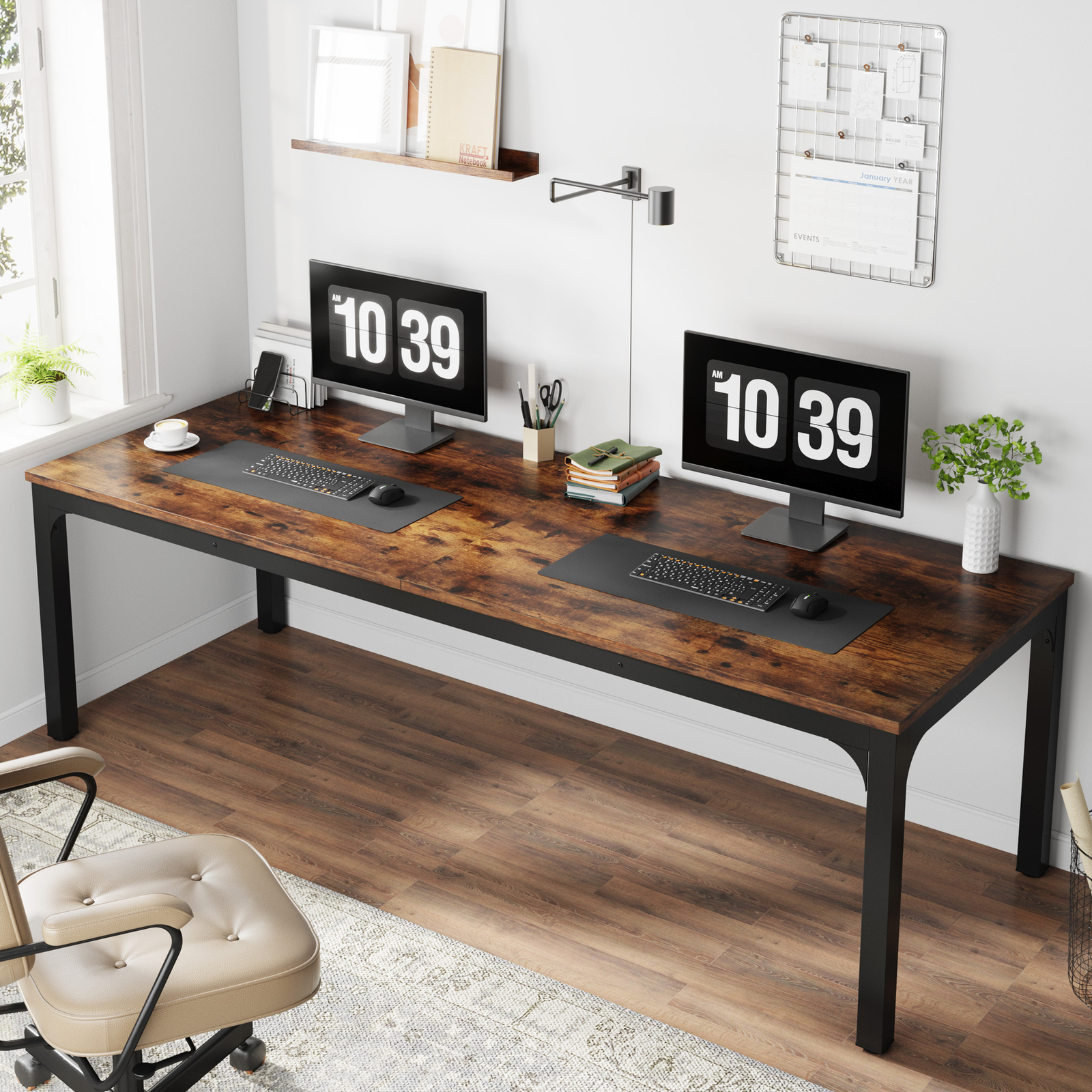 Tribesigns 78 Inches Long Computer Desk, Double Desk Two Person Desk Home Office gallery