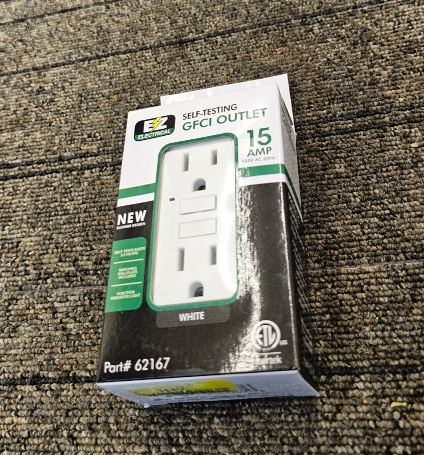(QTY 5) EZ Electrical 62167 Self Testing GFCI Outlet 15 AMP White 125V AC 60Hz gallery