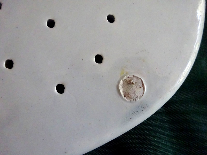 19th Century Blue & White Strainer Platter - Staffordshire ? Flowers & Butterfly gallery
