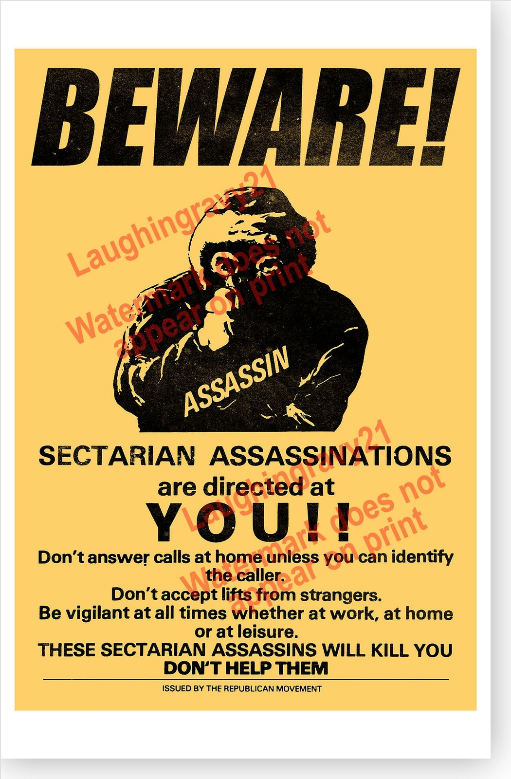 Beware Sectarian Assassins Irish Republican Movement Ireland Poster gallery
