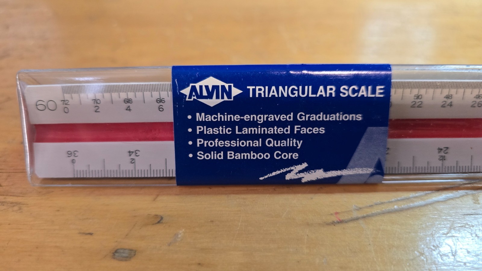 ALVIN 241B - Bamboo Engineer Triangular Scale - NIB gallery