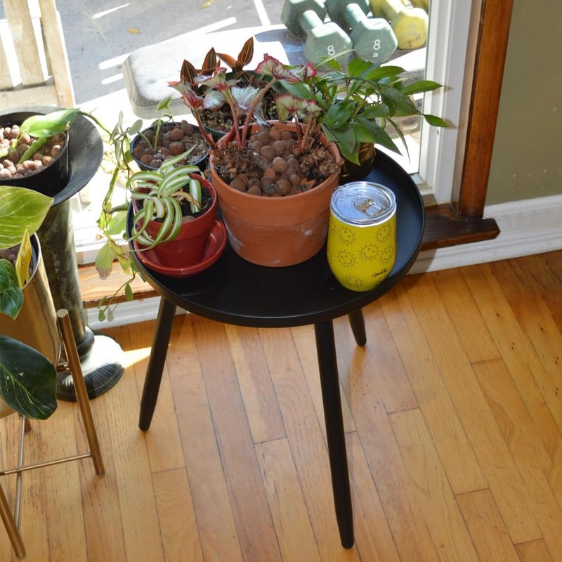Decent End/Side Tables - Small Round Accent Table, Metal Black Narrow Night S... gallery