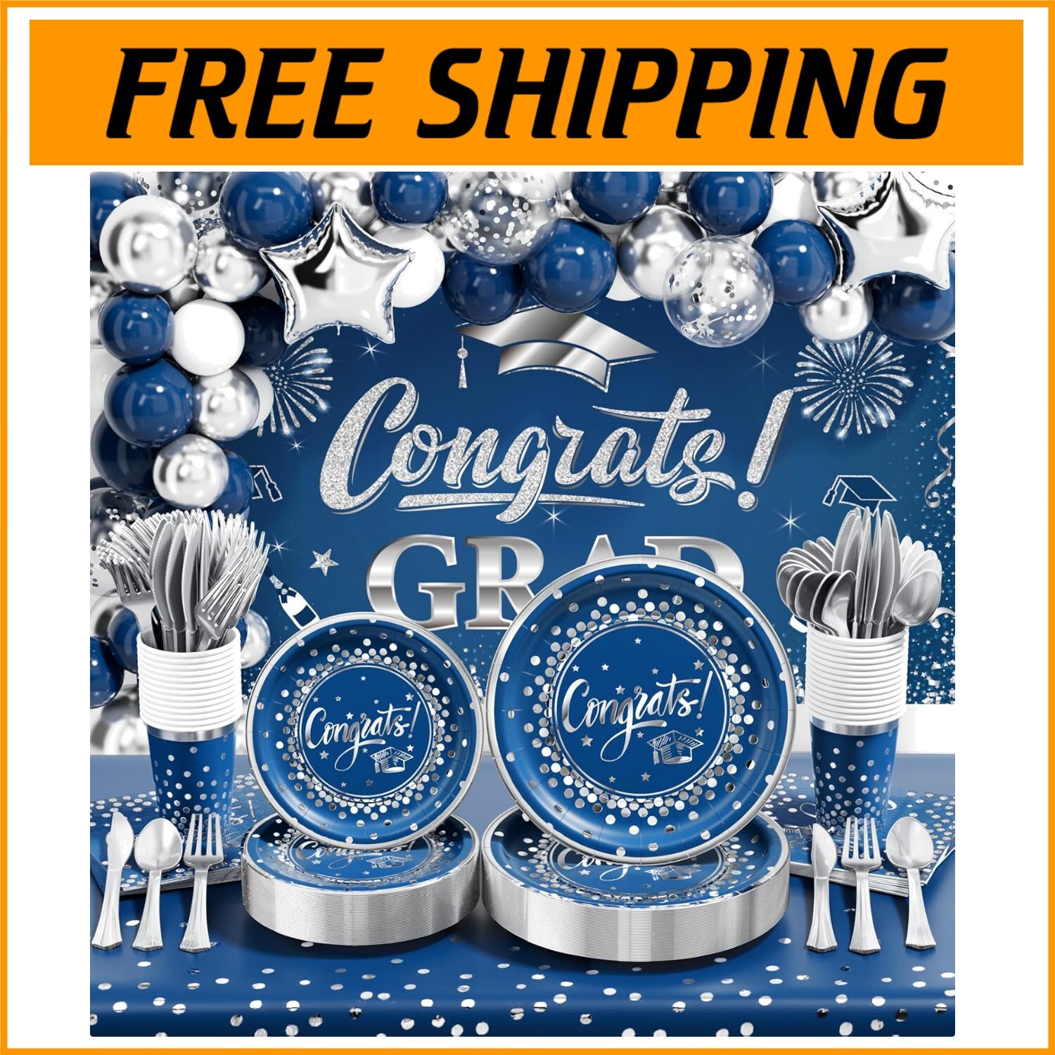 Disposables and Decor - 245 PC 2025 Graduation Party Supplies for 25 Guests gallery