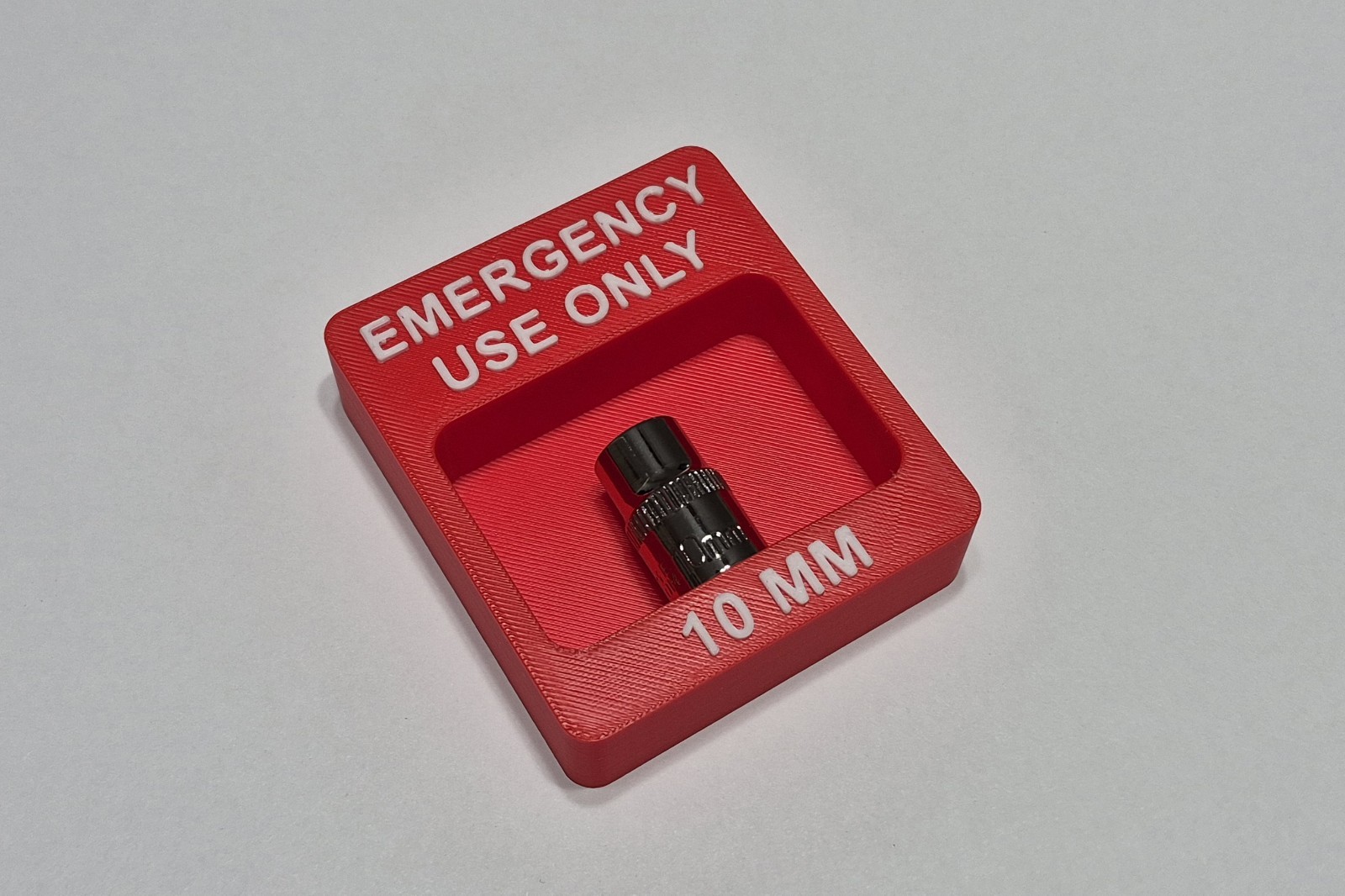 Emergency Use Only 10mm Socket Holder Tool Box Magnet 3/8" 3D Printed gallery