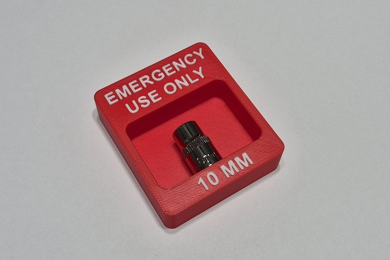 Emergency Use Only 10mm Socket Holder Tool Box Magnet 3/8" 3D Printed gallery
