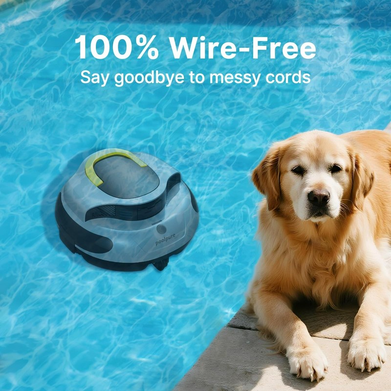 POOLPURE Cordless Robotic Pool Cleaner - 100Min Runtime, Advanced Navigation gallery