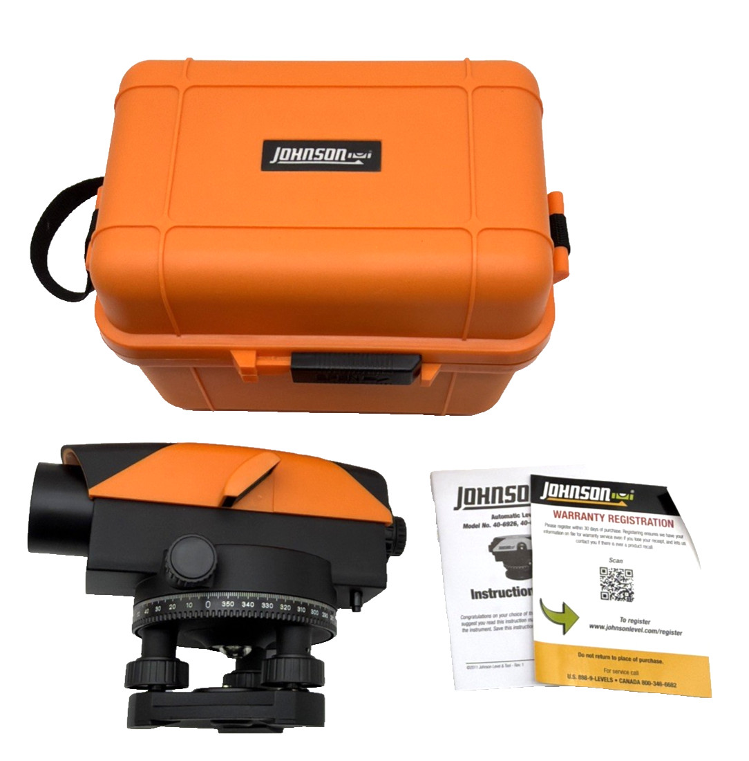 Johnson Level & Tool 26X Automatic Optical Level 40-6926 Case w/ Strap Manual gallery