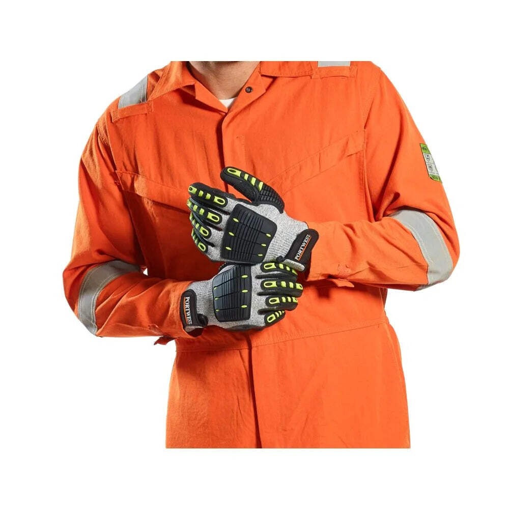 A722 anti Impact Cut Resistant Safety Work Gloves Grey/Black, Small gallery