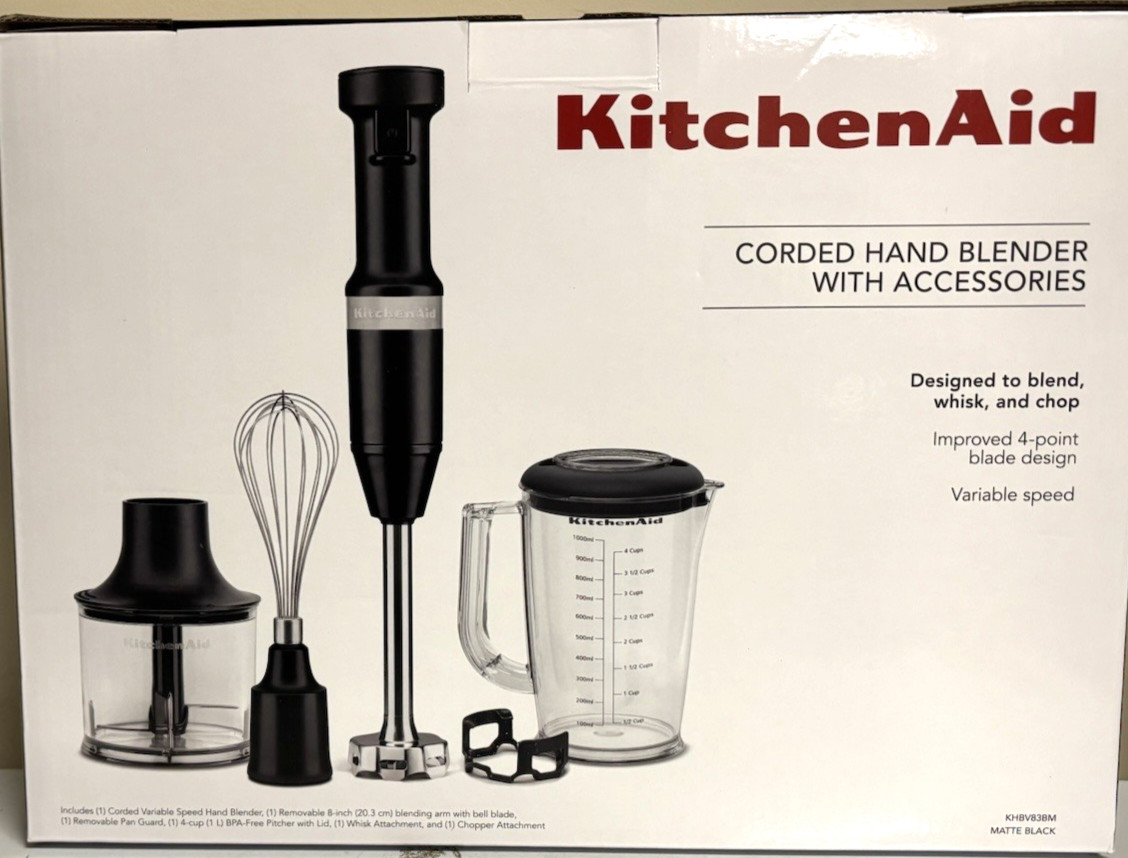 KitchenAid Corded Variable-Speed Hand Blender with Accessories, 6-Piece Set gallery