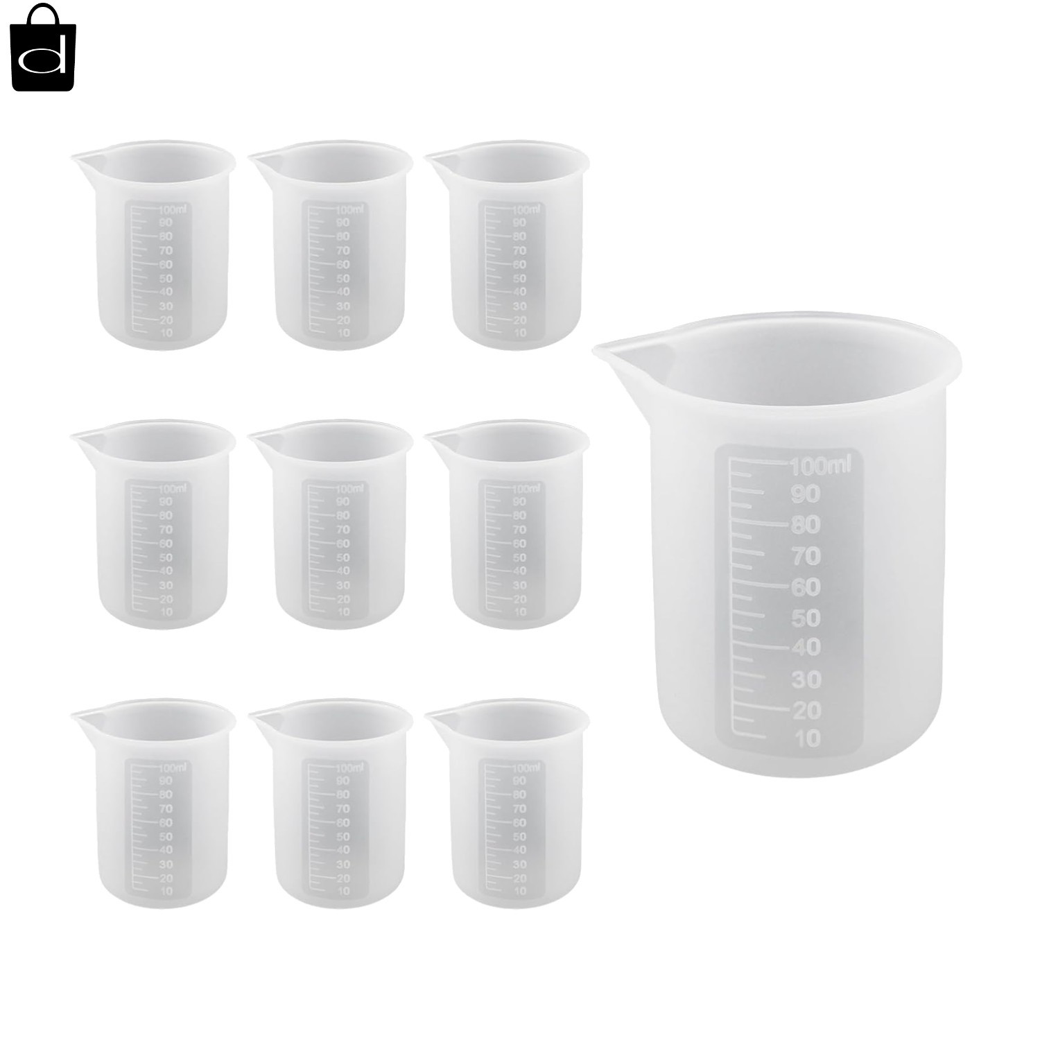 10 PCS 100Ml Silicone Measuring Cups for Resin Non-Stick Mixing Cups Glue Tools, gallery