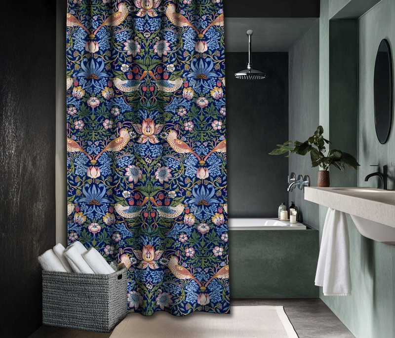 William Morris Strawberry Thief Shower Curtain #5 – Arts & Crafts Bathroom Decor gallery