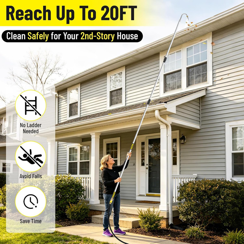 20FT Reach Gutter Cleaning Tools from the Ground, Telescopic Gutter Cleaner Tool gallery