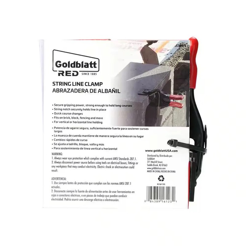 Goldblatt String Line Clamp 1-Pair Masonry Tool Quick One-Hand Use Durable Grip gallery