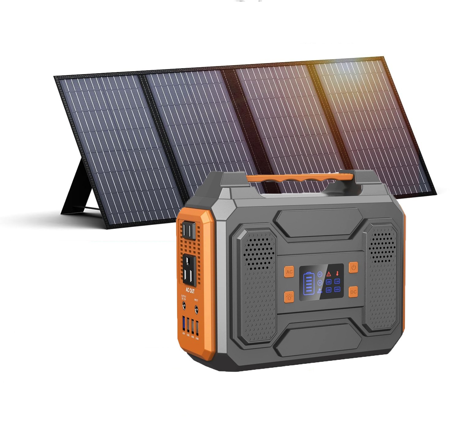 300W Portable Power Station Backup Battery Solar Generator with 60W Solar Panel gallery