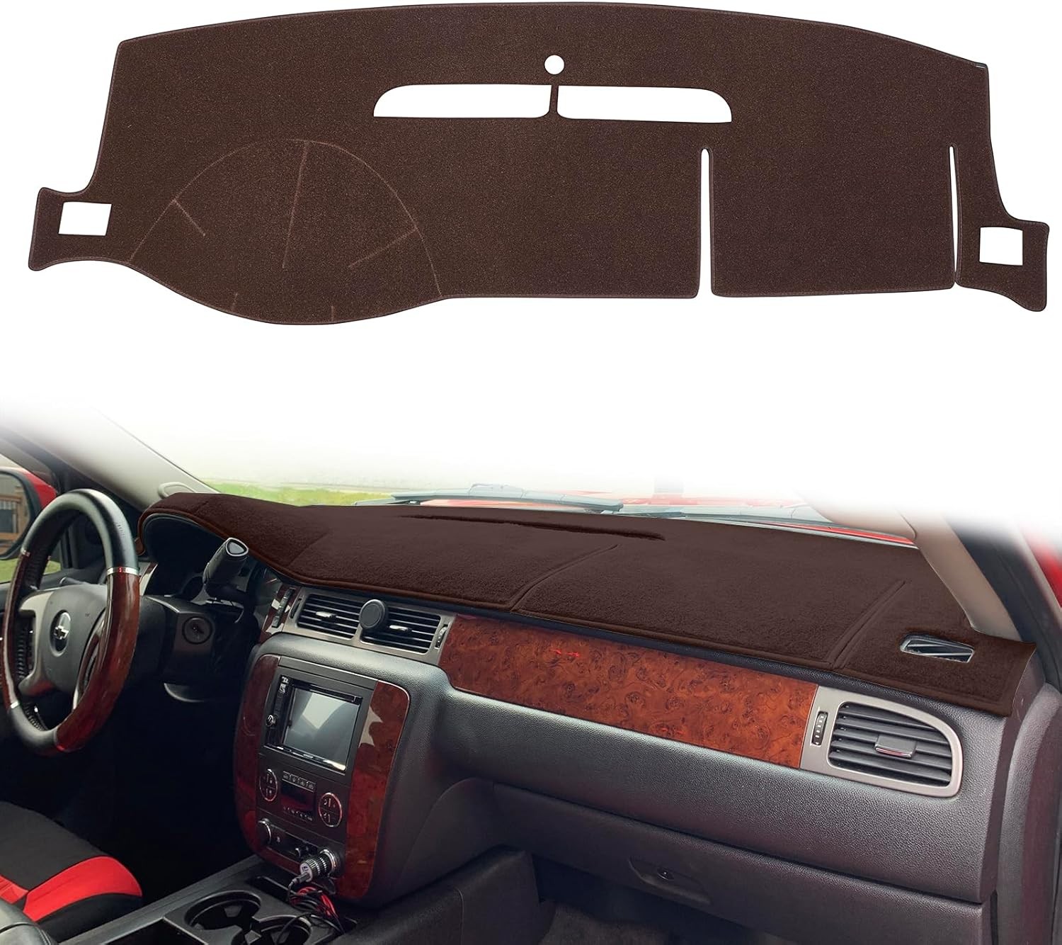 2007-2014 Chevy Tahoe 2007-14 GMC Sierra Dashboard Cover Dash Mat (Brown) gallery
