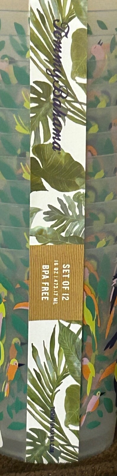 TOMMY BAHAMA PLASTIC CUPS BIRDS 16 oz BPA FREE PARROT TOUCAN NEW FAST SHIP gallery
