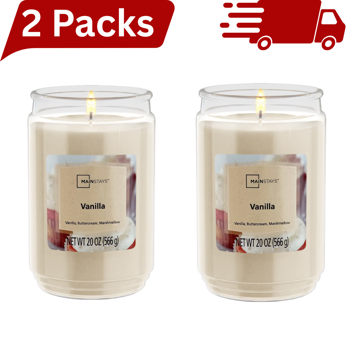 Mainstays Vanilla Scented Large Jar Candle 20 Oz. - Pack of 2 gallery
