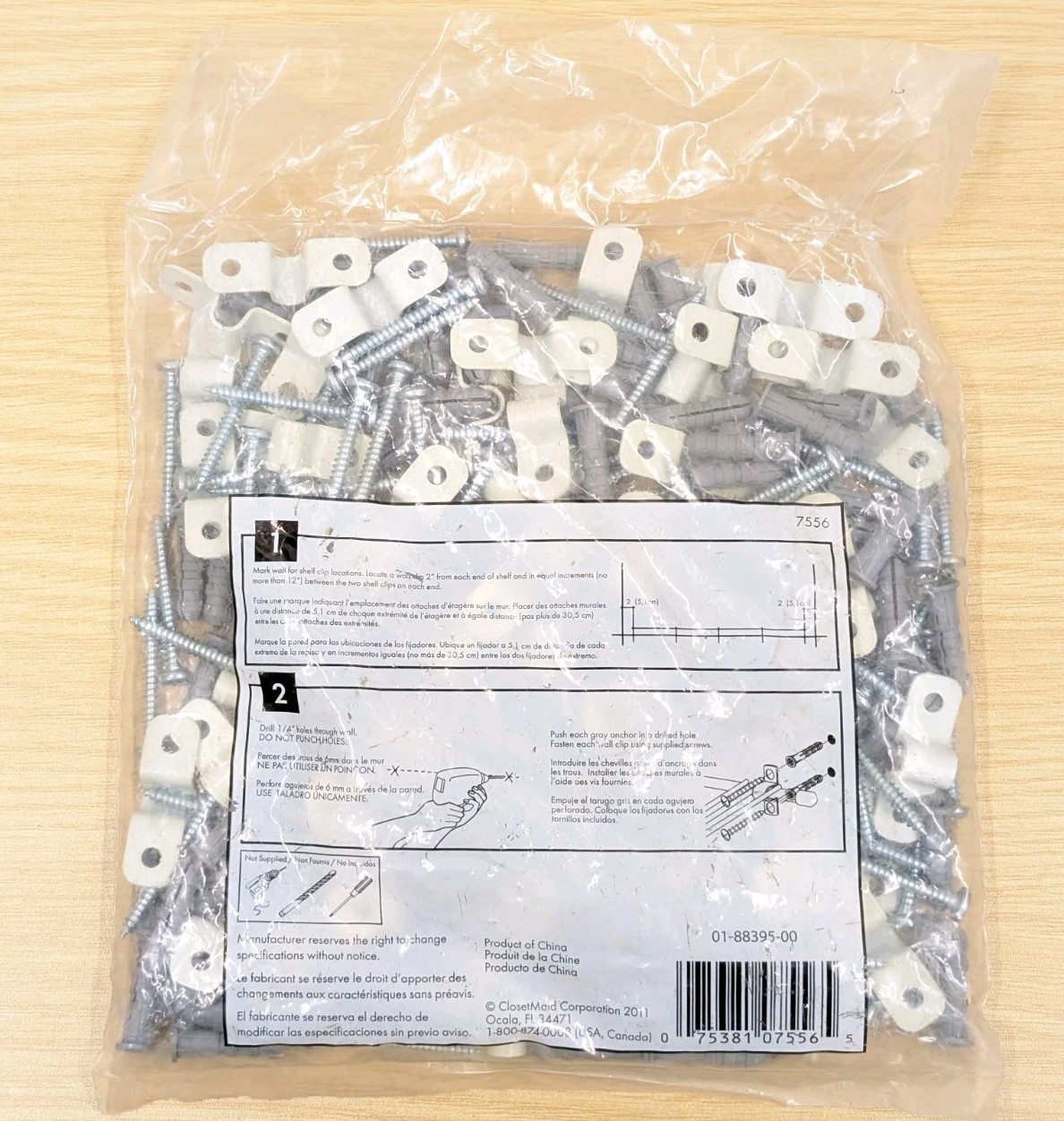 48 Pack ClosetMaid Concrete / Stud Shelf Clips Attaches Wire Shelf To Wall 7556 gallery