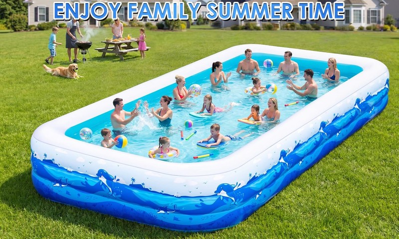 Extra Large Inflatable Pool for Adults, 165"x76"x22" Full-Sized Blow Up Pool ... gallery