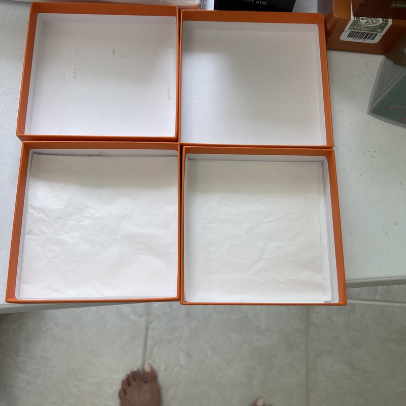 Set of 2 - Authentic Empty Hermes Gift Box - 5-1/4 x 5-1/4 x 1-1/4 gallery