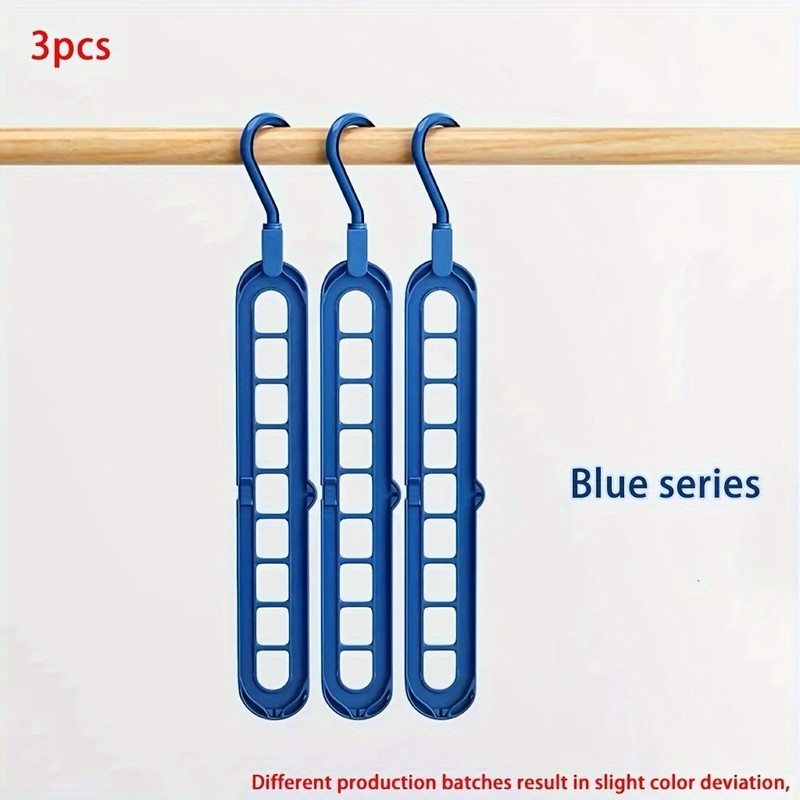 3pcs, Plastic 9-Hole Foldable Hangers, Heavy Duty Space Saving Clothes Organizer gallery