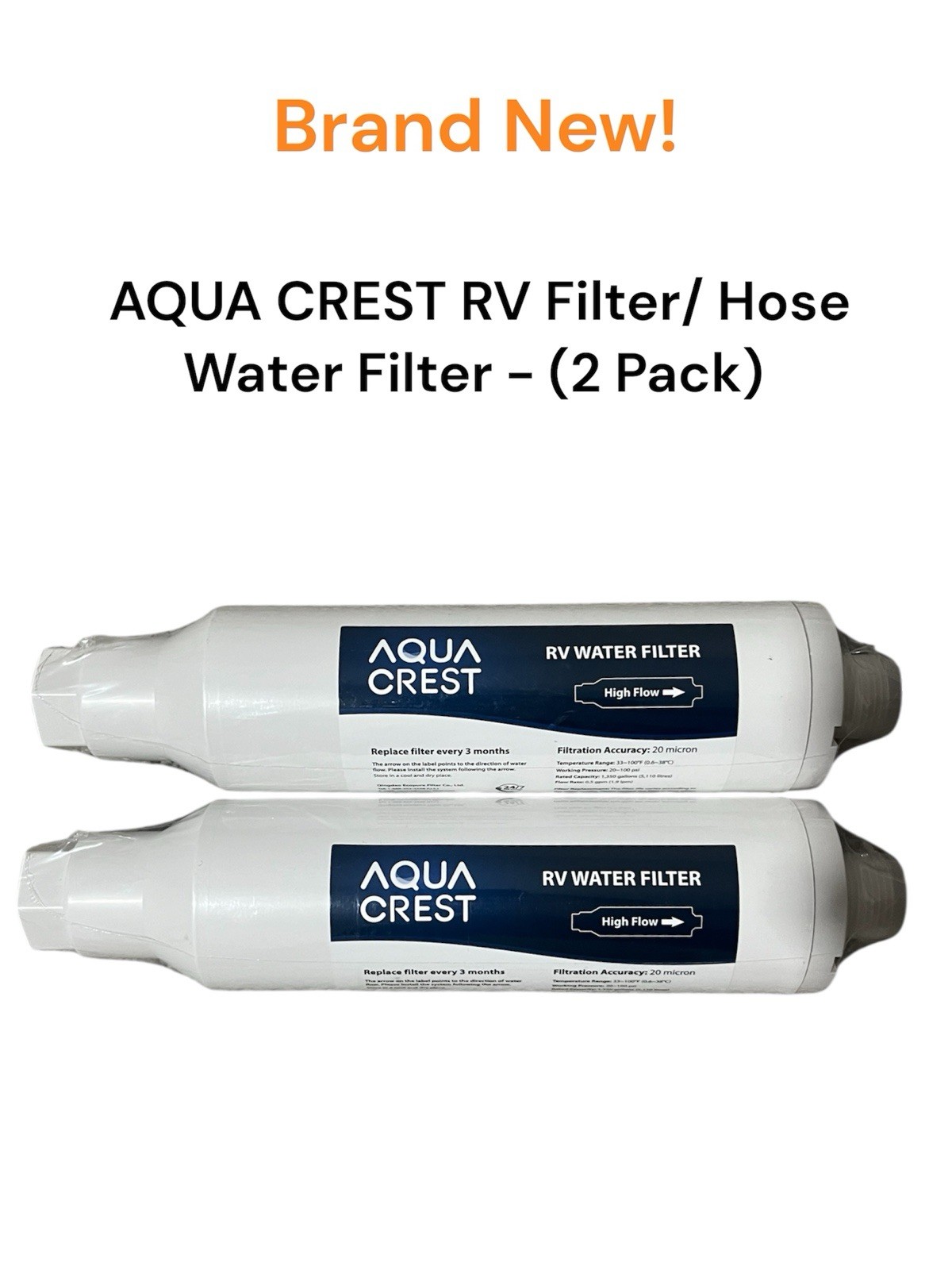 NEW AQUA CREST RV Filter, RV Inline Hose Water Filter - (2 Pack) gallery