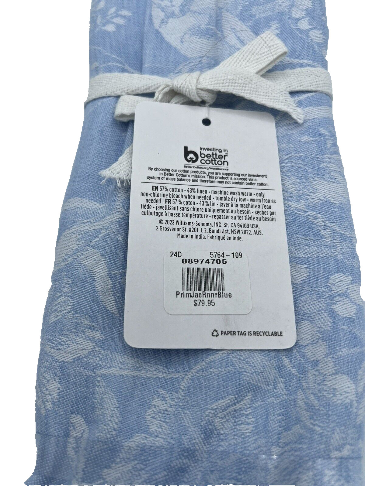 Williams Sonoma Spring Jacquard Table Runner Blue 16 x 108 Inches Easter gallery