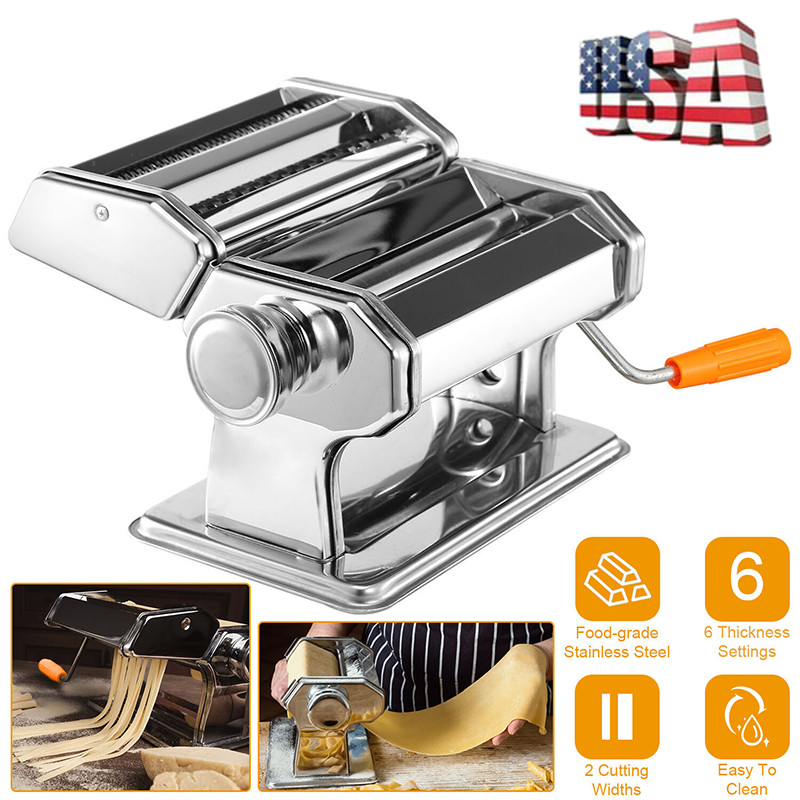 Stainless Steel Fresh Pasta Noodle Maker Roller & Cutter Manual Hand Crank Home gallery