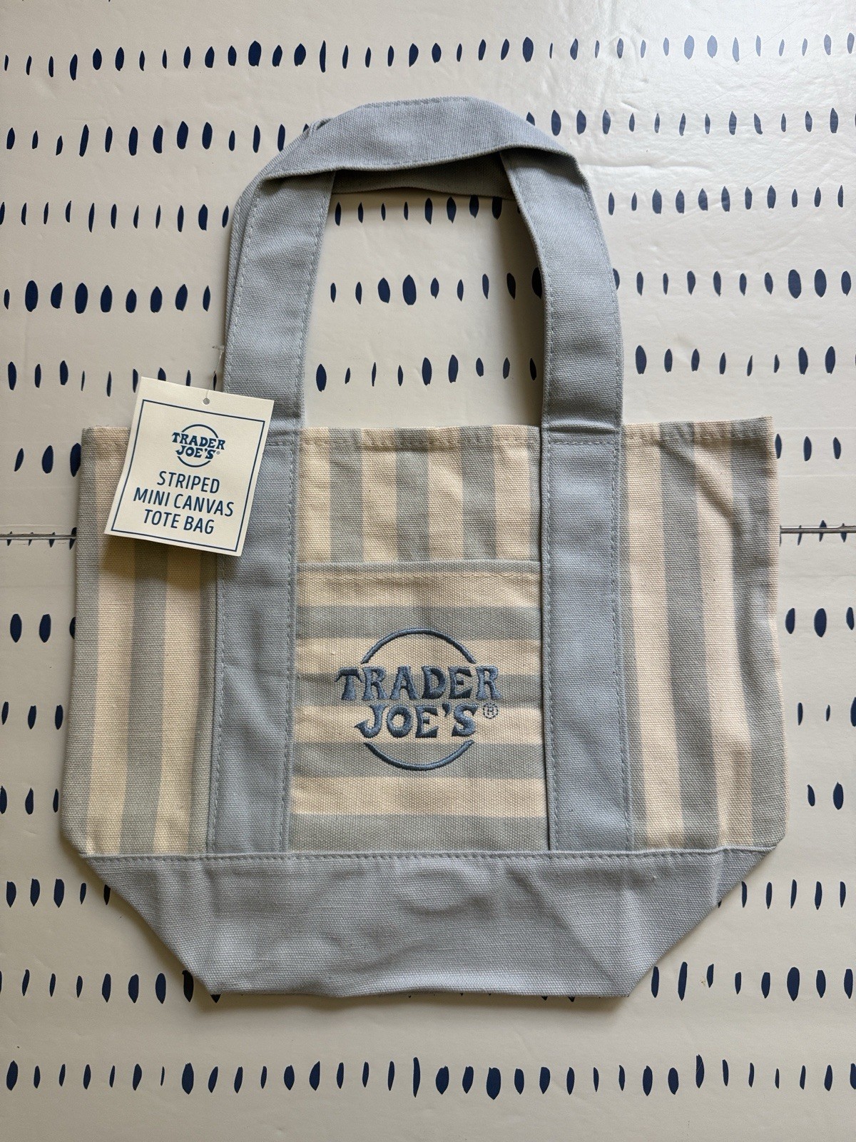 Trader Joe’s Blue & Cream Striped Mini Canvas Tote Bag - Summer 2026 gallery