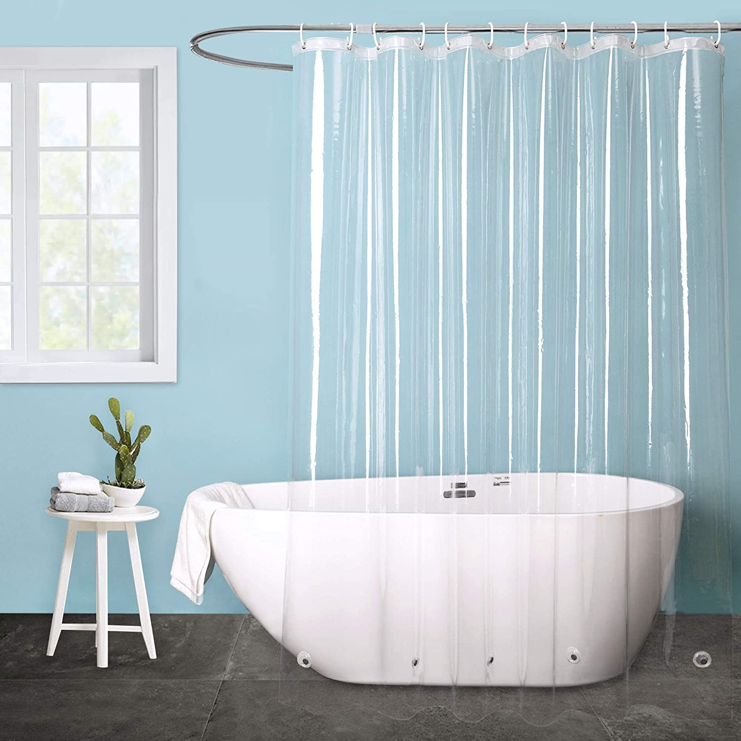 Clear Shower Curtain Liner 74 Inch Long, EVA Waterproof Plastic Bathroom Curtain gallery